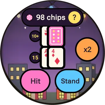 Taffy 21 playing on a round watch screen, view 1
