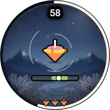 Breeze Top playing on a round watch screen, view 1