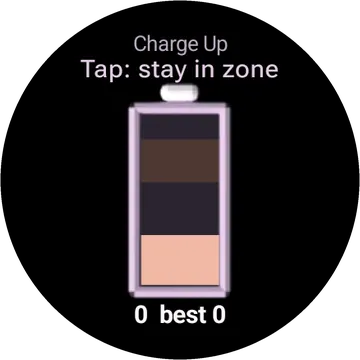 Charge Up playing on a round watch screen, view 1