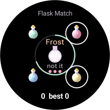 Flask Match playing on a round watch screen, view 2