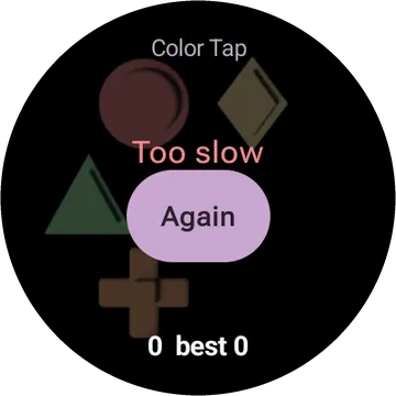 Color Tap playing on a round watch screen, view 1