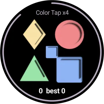 Color Tap x4 playing on a round watch screen, view 1