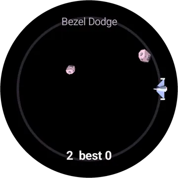 Bezel Dodge playing on a round watch screen, view 1