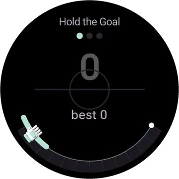Hold the Goal playing on a round watch screen, view 2