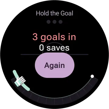 Hold the Goal playing on a round watch screen, view 3