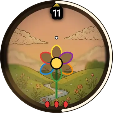 Petal Turn playing on a round watch screen, view 1