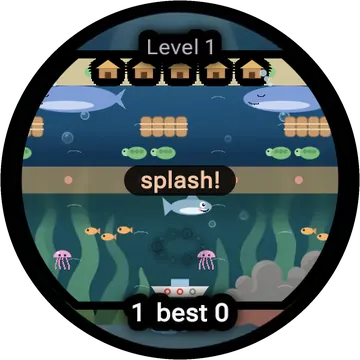 Reef Crossing playing on a round watch screen, view 1
