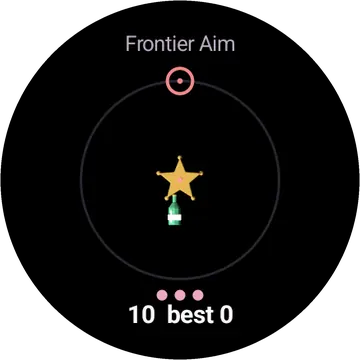 Frontier Aim playing on a round watch screen, view 1