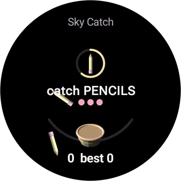 Sky Catch playing on a round watch screen, view 1