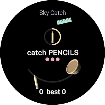 Sky Catch playing on a round watch screen, view 2