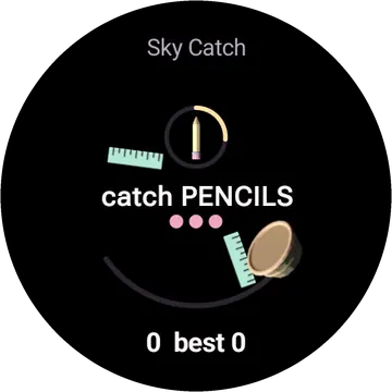 Sky Catch playing on a round watch screen, view 3